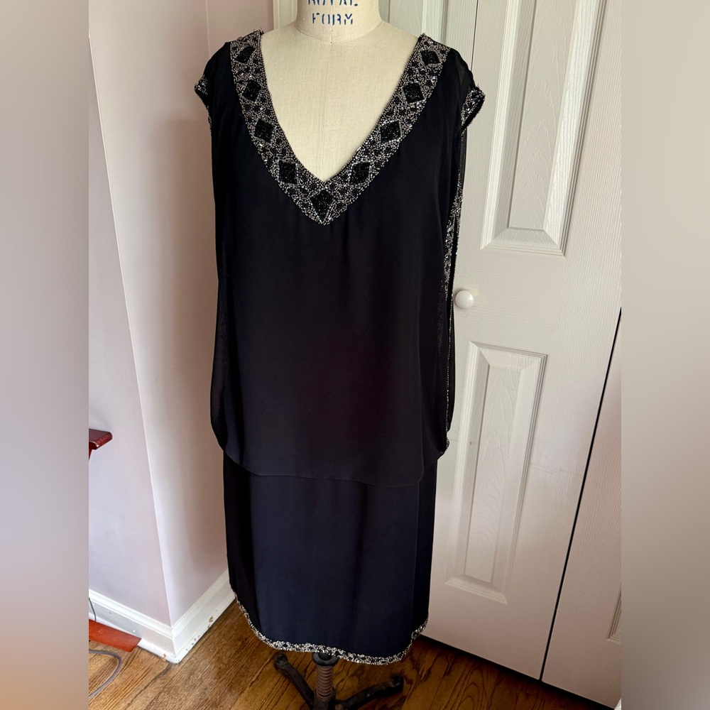 J Kara Black Dress with Silver Detailing